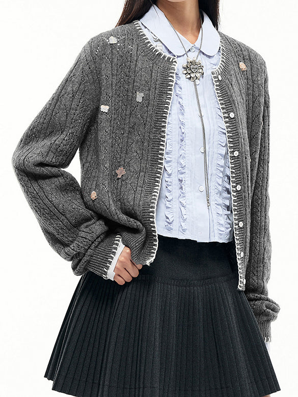 Embroidery Design Knit Cardigan