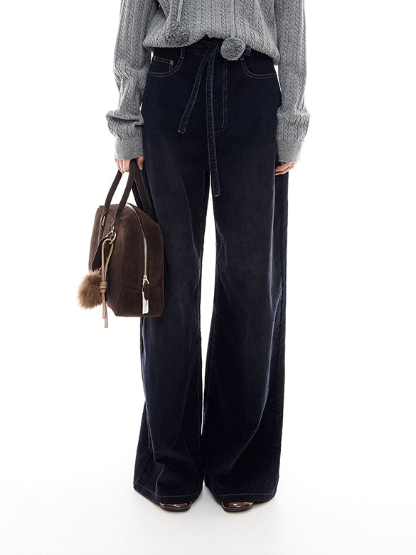 Belted Wide Corduroy Pants