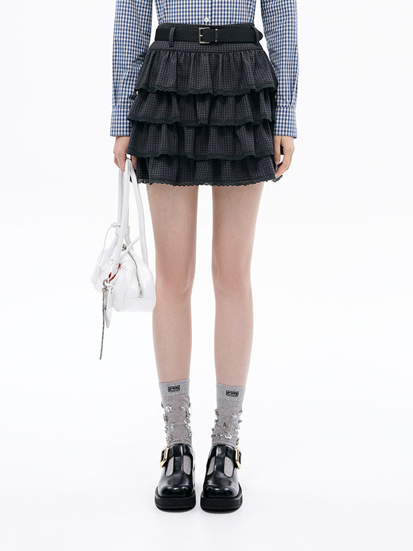 Lace Piping Frill Skirt