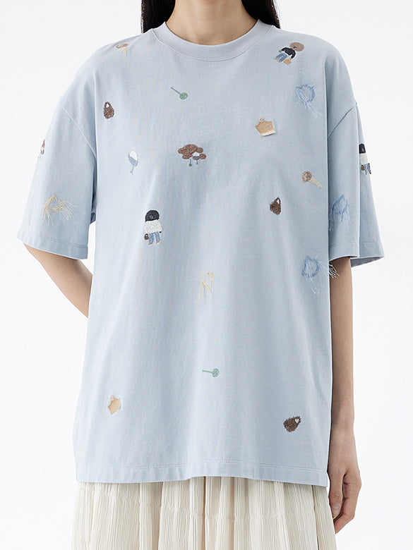 Embroidery Character Pattern T-shirt