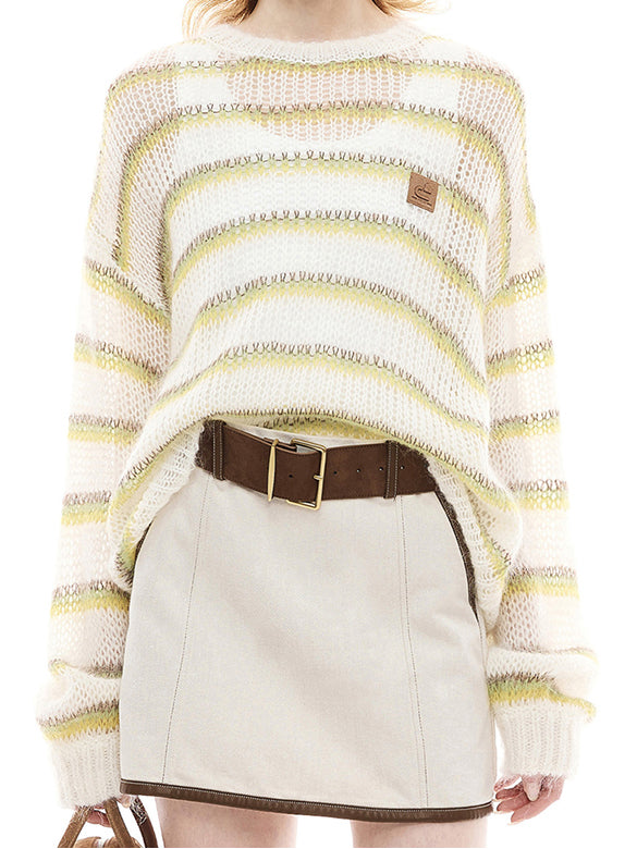Mohair Stripe Knit Top