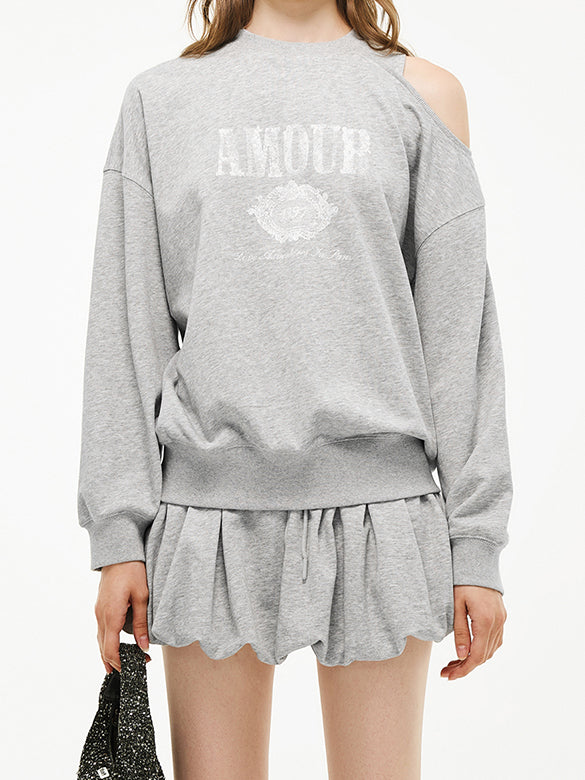 One-shoulder Cut-out Sweatshirt