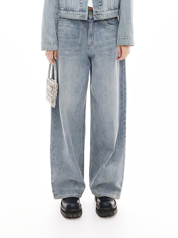Foil Printed Denim Pants