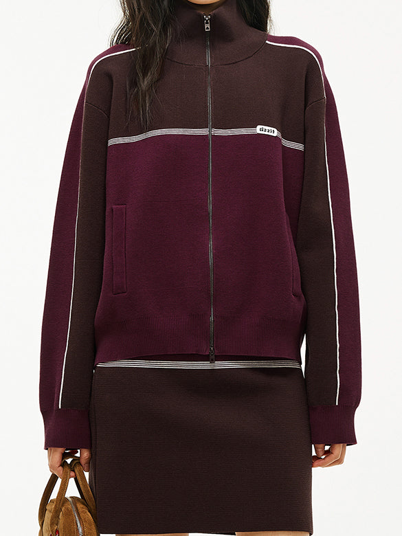 Retro Color Zipper Knit Outer