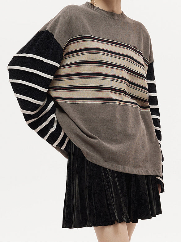 Mixed Stripe Design Knit Top