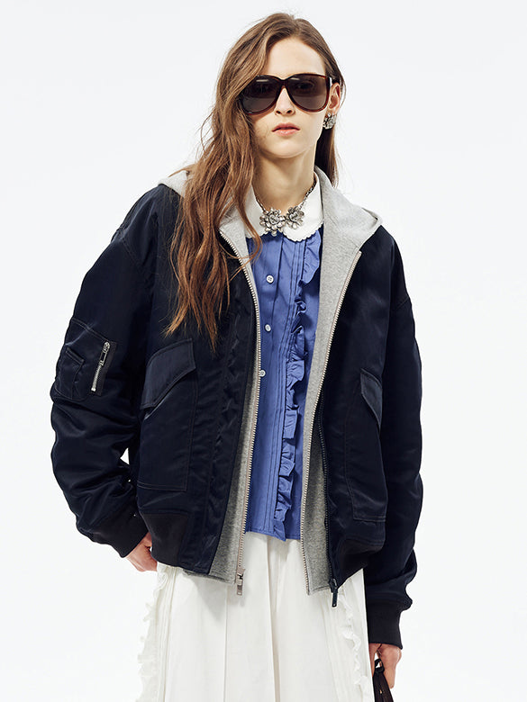 Sweat Hoodie Combination Blouson