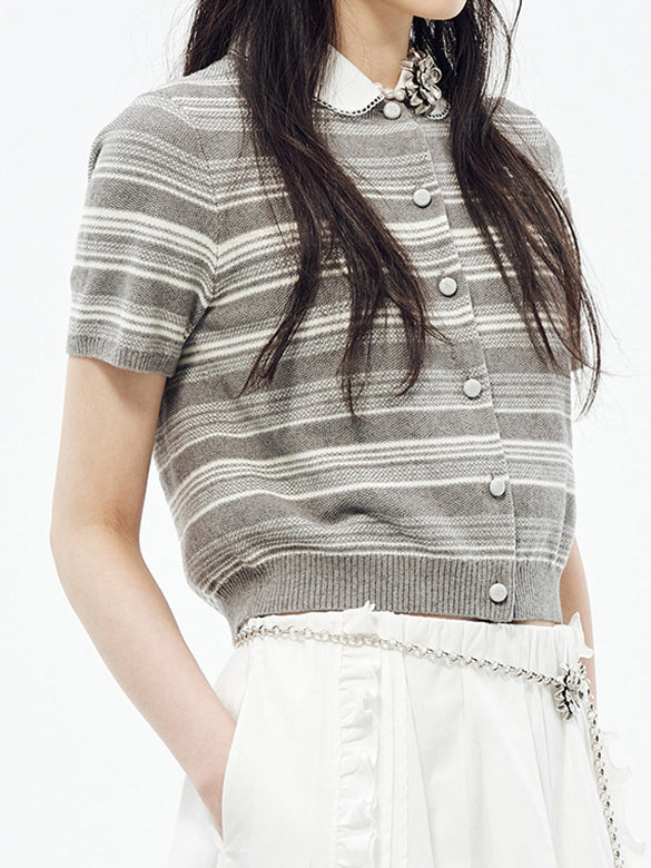Random Pitch Stripe Polo Knit
