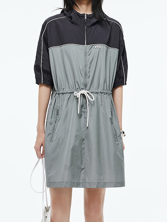 Bi-color Sporty Zipper Dress