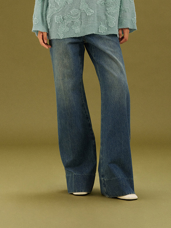Hem Switch Flare Denim Pants