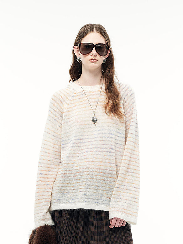 Gradation Color Stripe Knit Top
