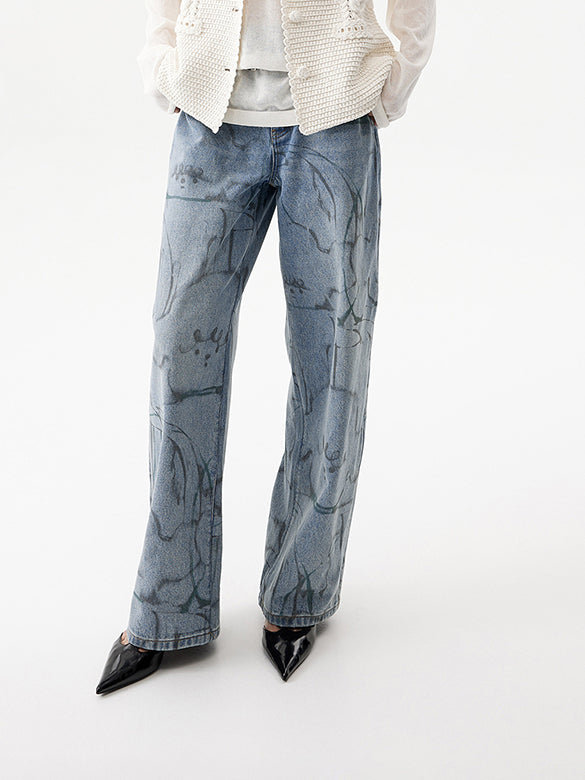 Character Printed Denim Pants