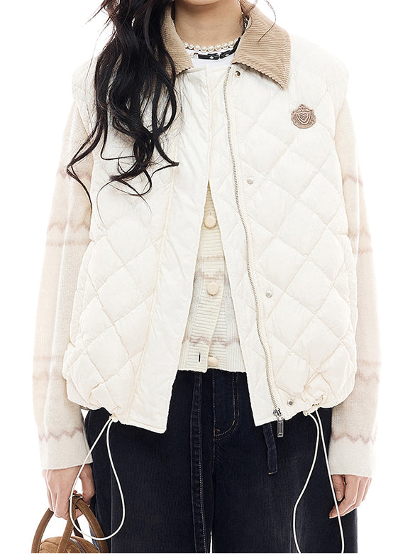 Corduroy Collar Monogram Down Vest