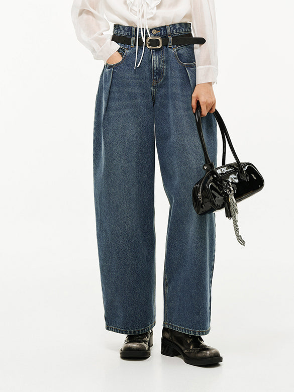 Double Belt Loop High-waist Denim Pants