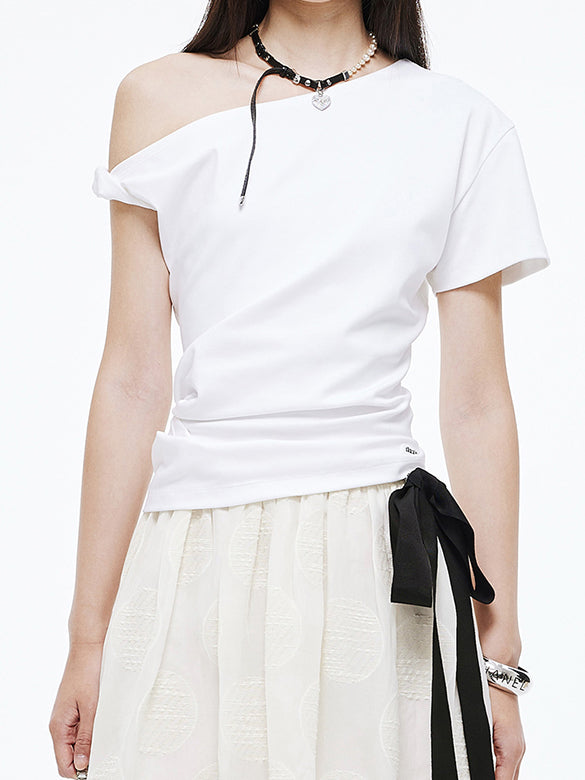 One-shoulder Design T-shirt