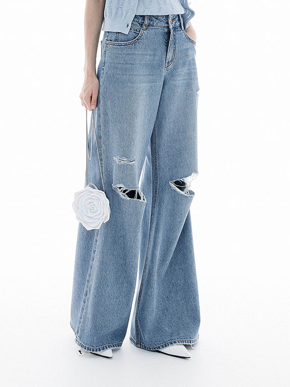 Beads & Damage Denim Pants