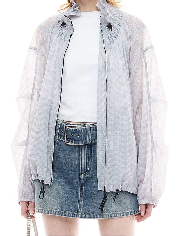 Monogram Pattern Sheer Blouson