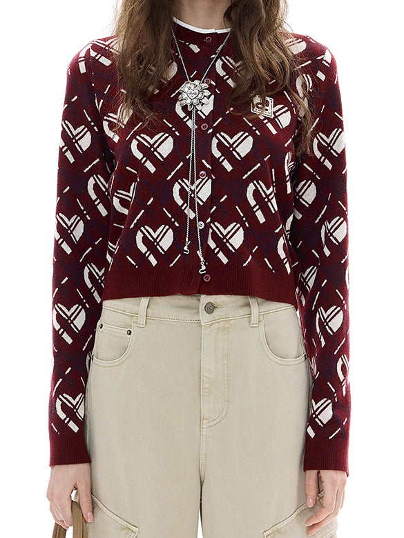 Monogram Bias Plaid Knit Cardigan