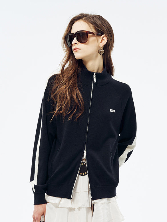 Line Zipper Knit Cardigan