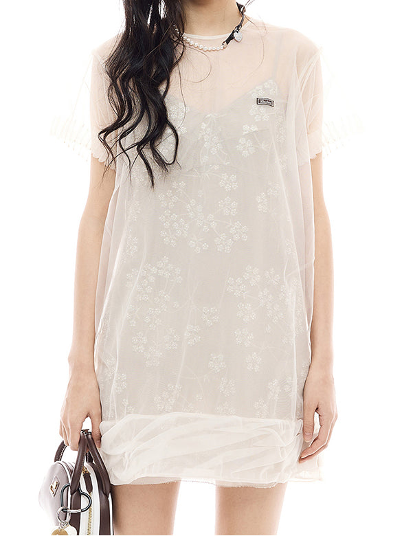 Beads Flower Layered Dress