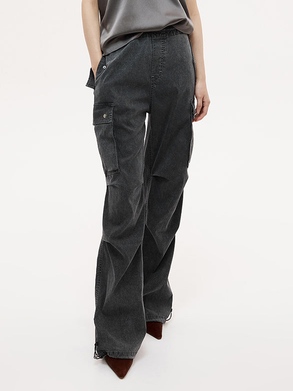 Black Denim Cargo Pants