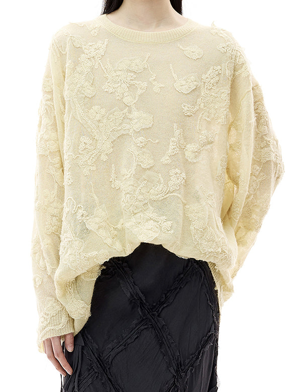 Flower Embroidery Knit Top