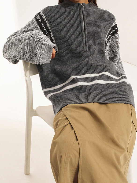 Pattern Zipper Knit