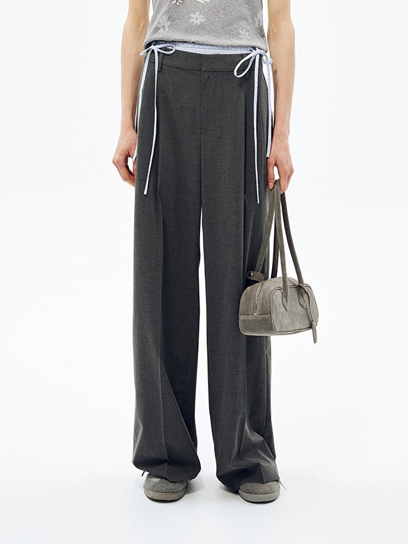 Plaid Waist Slacks Pants