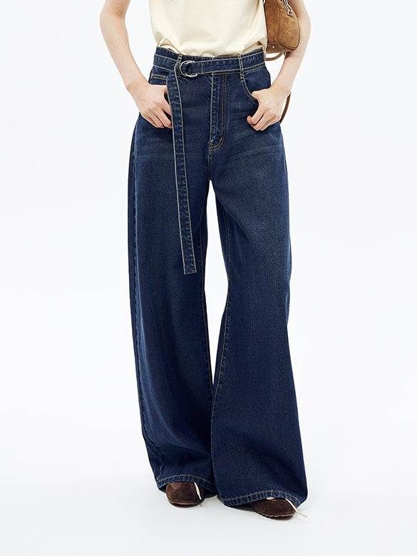 Belted Denin Pants