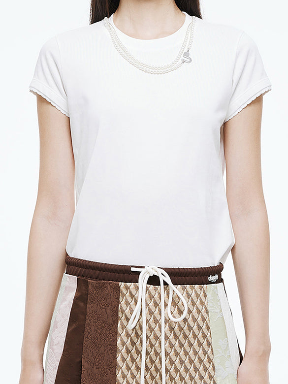 Pearl Neckless Combination T-shirt