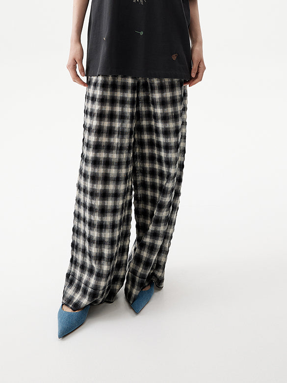 Plaid Wrinkle Easy Pants