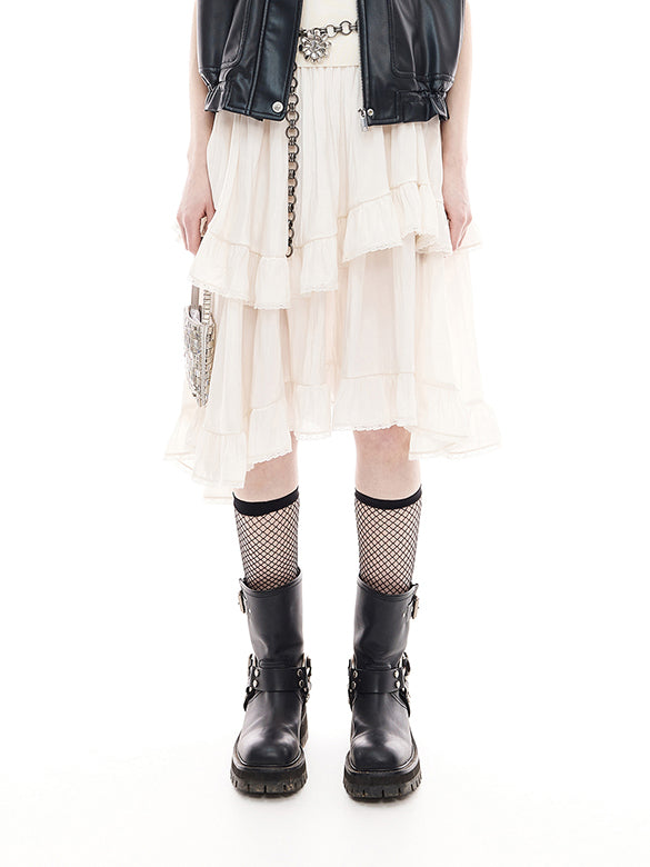Satin Drape Asymmetry Skirt