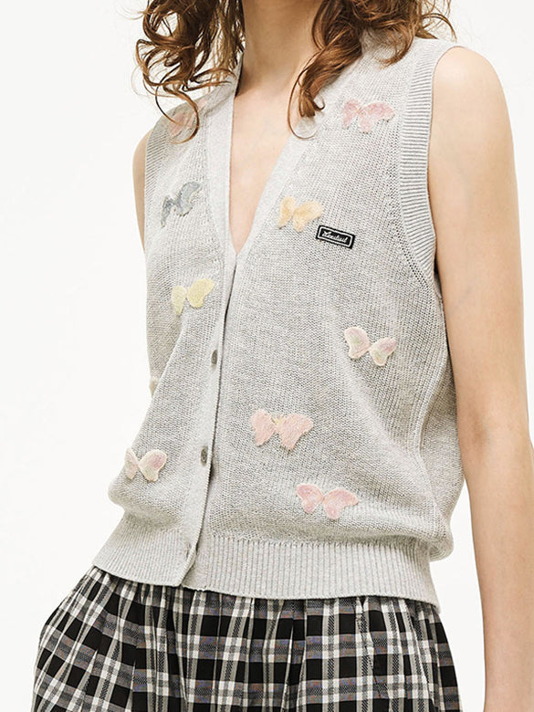 Butterfly Embroidery Knit Vest