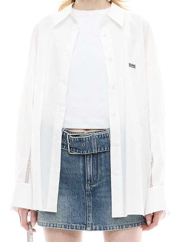 Lace Combination Sleeves Shirt