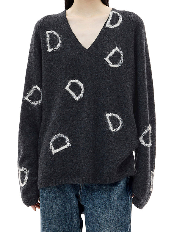 D Logo V-neck Knit