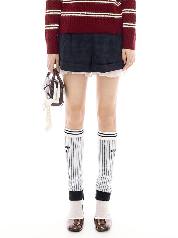 Frill Petti Pants Layered Plaid Short Pants