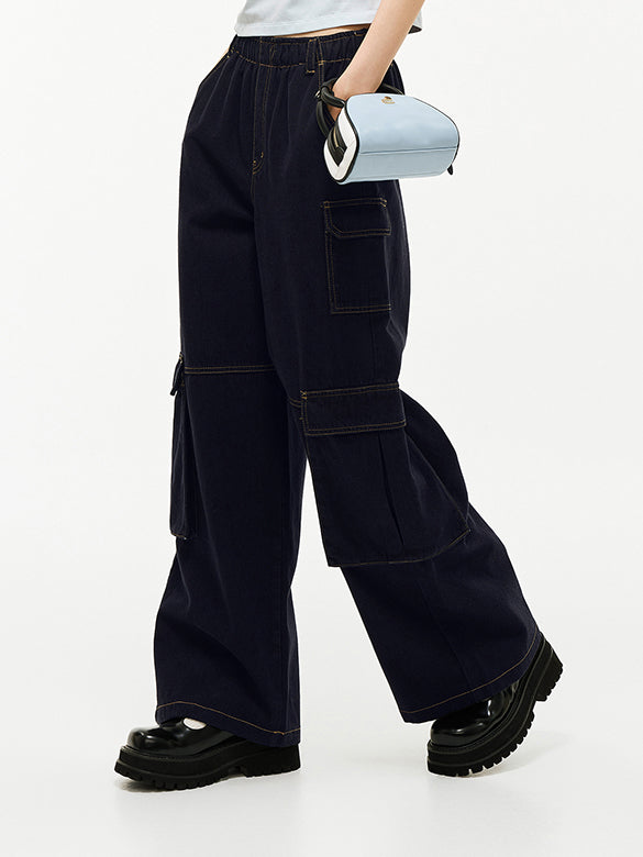 Rigid Denim Cargo Pants