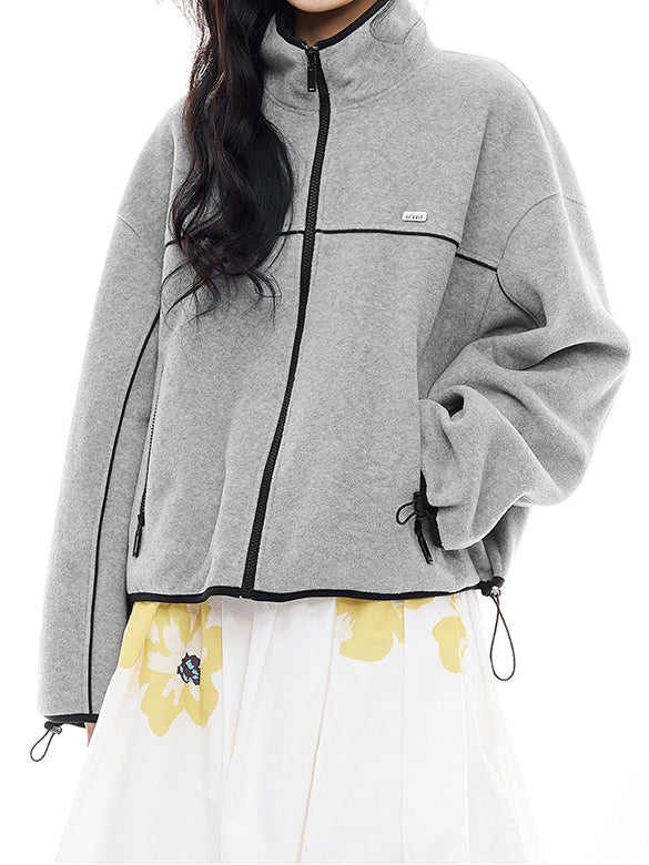 Bi-color Line Zipper Fleece Outer