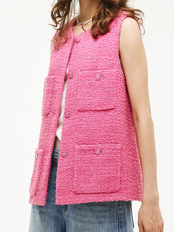 Pink Tweed Vest