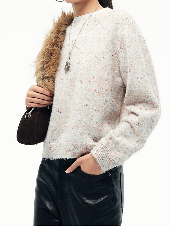 Double Collar Mix Knit Top