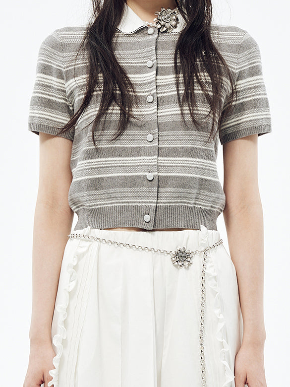 Random Pitch Stripe Polo Knit