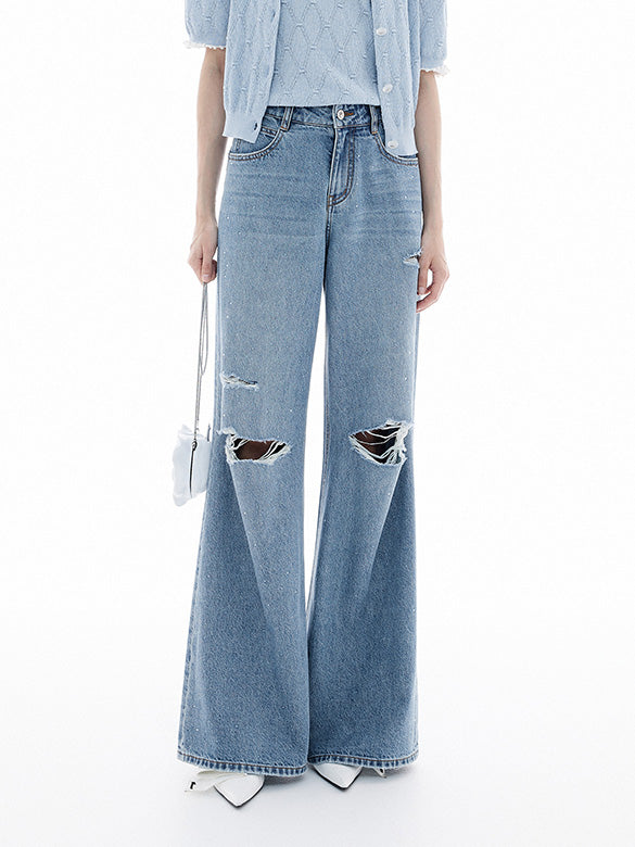 Beads & Damage Denim Pants