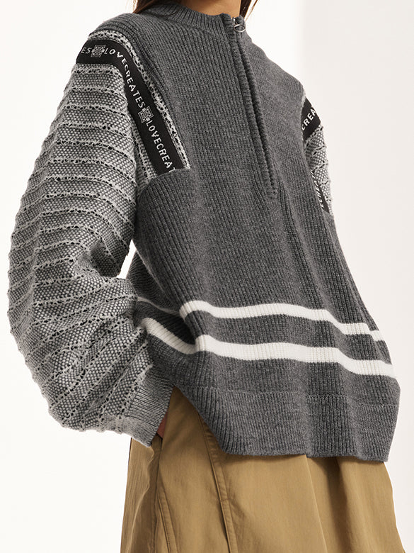 Pattern Zipper Knit