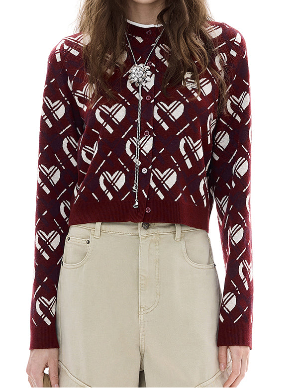 Monogram Bias Plaid Knit Cardigan