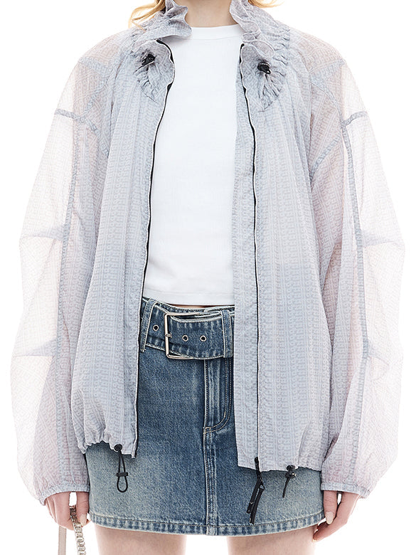 Monogram Pattern Sheer Blouson