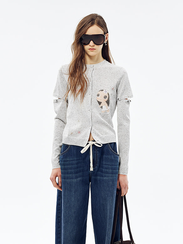 Button Sleeves Knit Cardigan