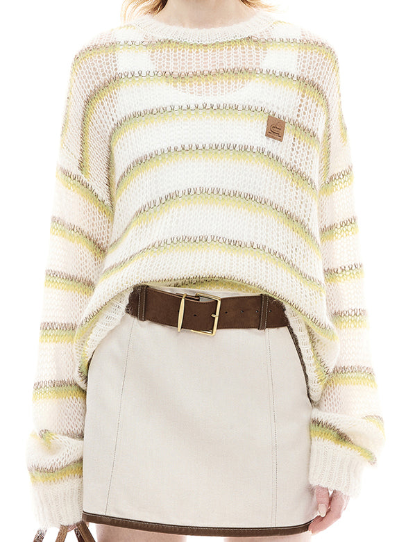Mohair Stripe Knit Top