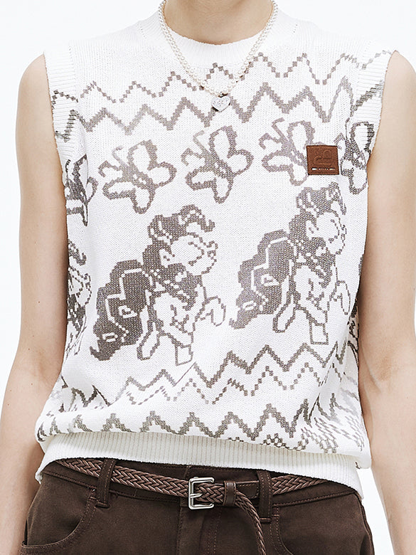 Dot Pattern Sleeveless Knit