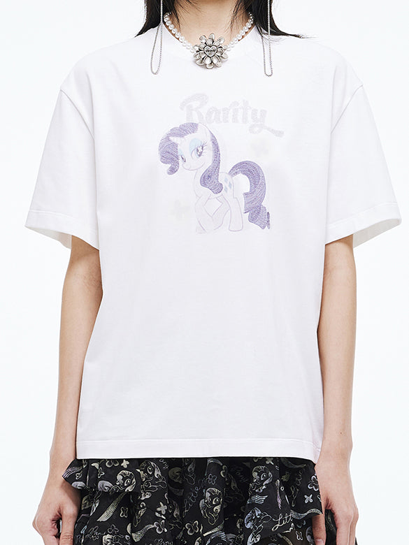Printed Embroidery Sequins T-shirt