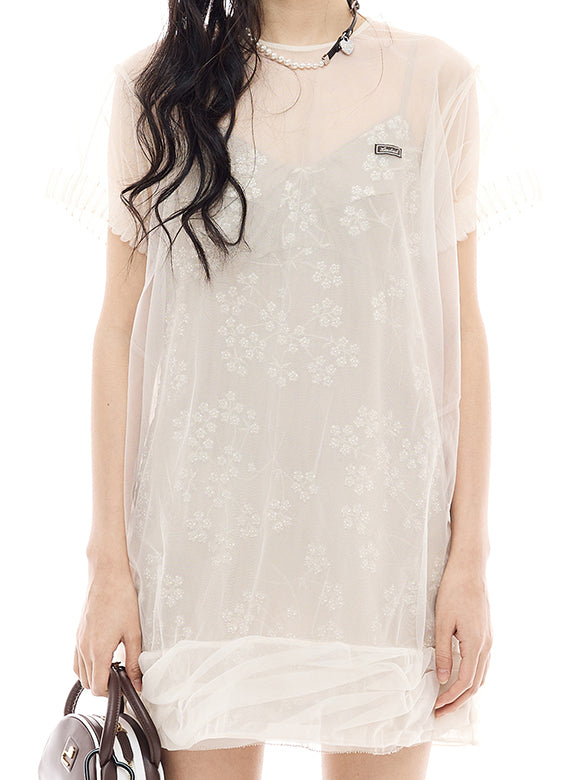 Beads Flower Layered Dress