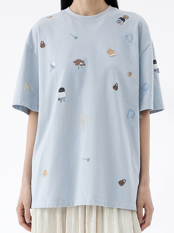 Embroidery Character Pattern T-shirt
